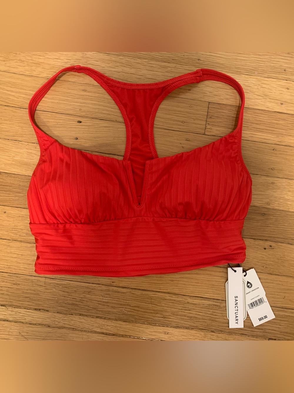 NWT SANCTUARY Mars Red Racer Back Bikini Too in Size L